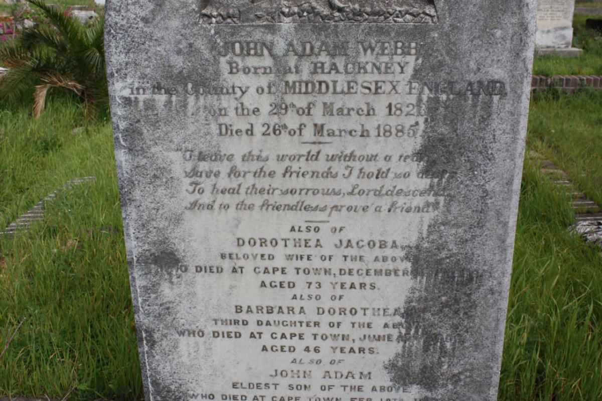 WEBB John Adam 1823-1885 &amp; Dorothea Jacoba ? :: WEBB Barbara Dorothea ?