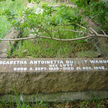 WANNENBURG Margaretha Antionetta Burnet nee LUYT 1859-1942