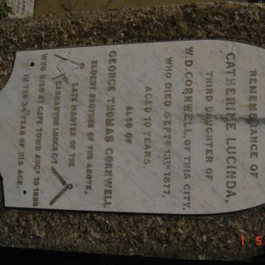 CORNWALL George Thomas -1888, Catherine Lucinda CORNWALL -1877