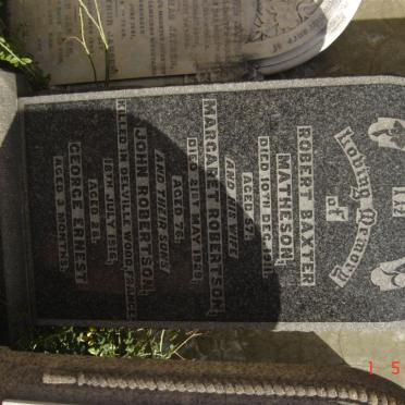 MATHESON Robert Baxter -1911 &amp; Margaret ROBERTSON -1929 :: MATHESON John Robertson -1916 :: MATHESON George Ernest