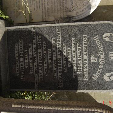 MATHESON Robert Baxter -1911 &amp; Margaret ROBERTSON -1929 :: MATHESON John Robertson -1916 :: MATHESON George Ernest