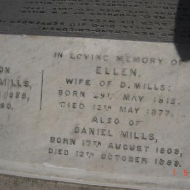 MILLS Daniel 1809-1889 &amp; Ellen 1815-1877