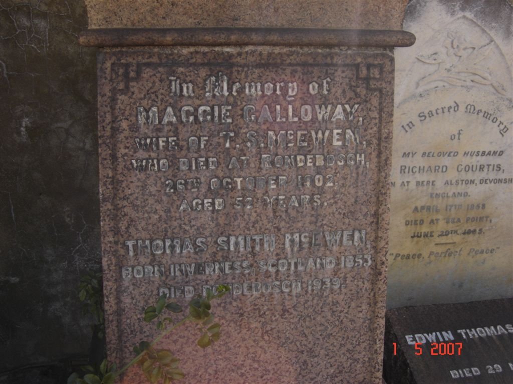 McEWAN Thomas Smith 1853-1939 &amp; Maggie GALLOWAY -1902