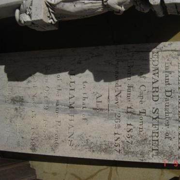 SYFRET Eliza Martha 1857-1857 :: SYFERT William Hans 1858-1959