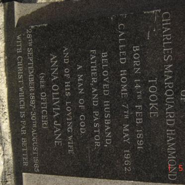 TOOKE Charles Marquard Hammond 1891-1962 &amp; Anna Olivia Jane OFFICER 1897-1965