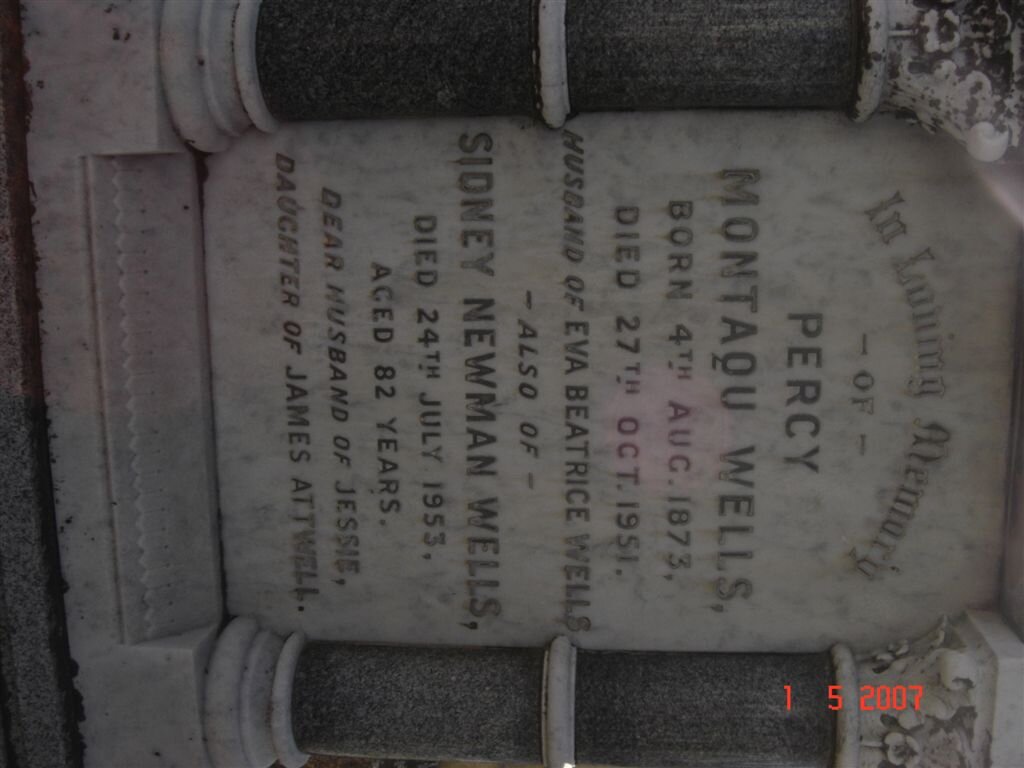 WELLS Percy Montaqu 1873-1951, WELLS Sidney Newman  -1953