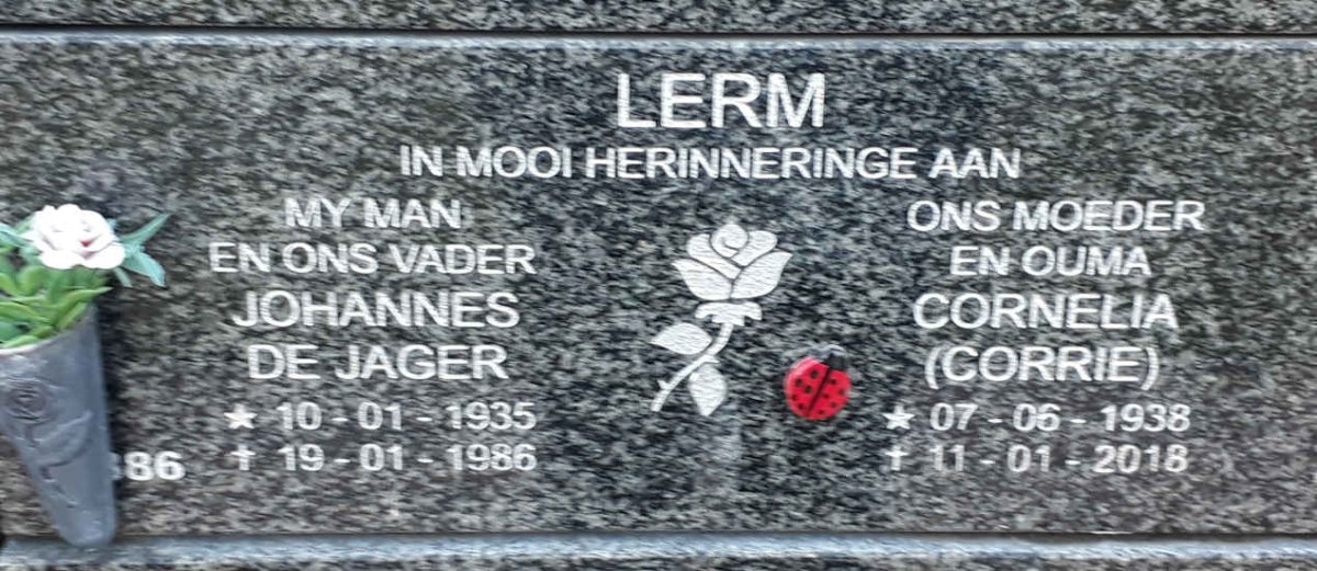 LERM Johannes De Jager 1935-1986 &amp; Cornelia 1938-2018