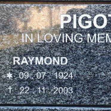 PIGOTT Raymond 1924-2003 &amp; Sara 1927-2020