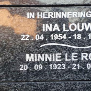 ROUX Minnie, le 1923-2020 :: LOUW Ina 1954-2011