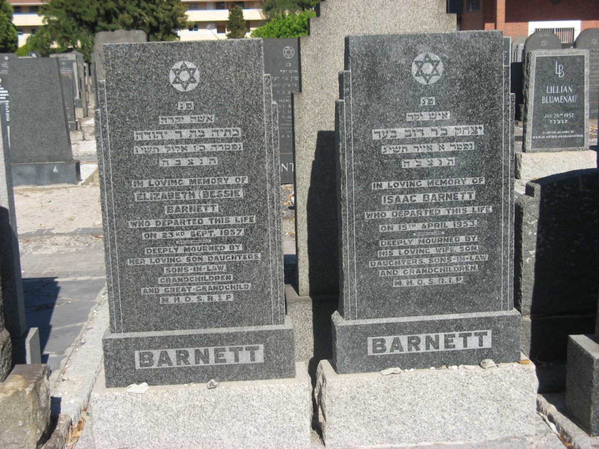 BARNETT Isaac -1953 &amp; Elizabeth -1957