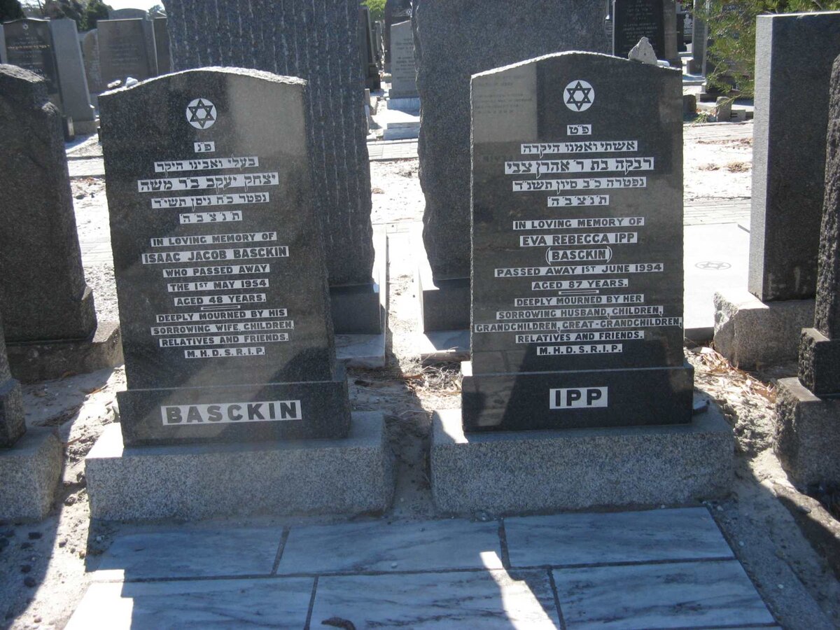BASCKIN Isaac Jacob -1954 :: IPP Eva Rebecca nee BASCKIN -1994