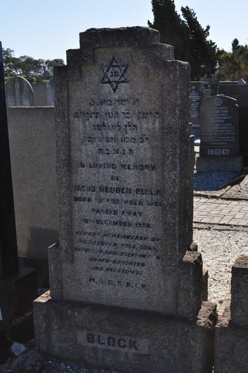 BLOCK Jacob Reuben 1881-1956