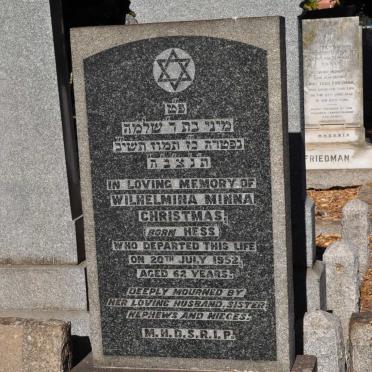 CHRISTMAS Wilhelmina Minna nee HESS -1952