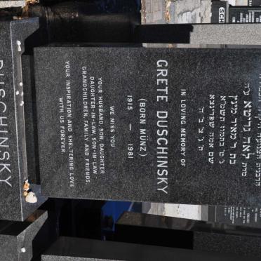 DUSCHINSKY Grete nee MÜNZ 1915-1981