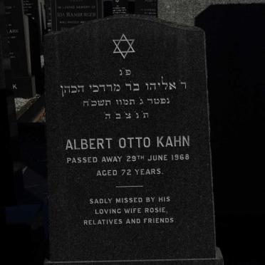 KAHN Albert Otto -1968 &amp; Rosie nee EPSTEIN 1909-1981