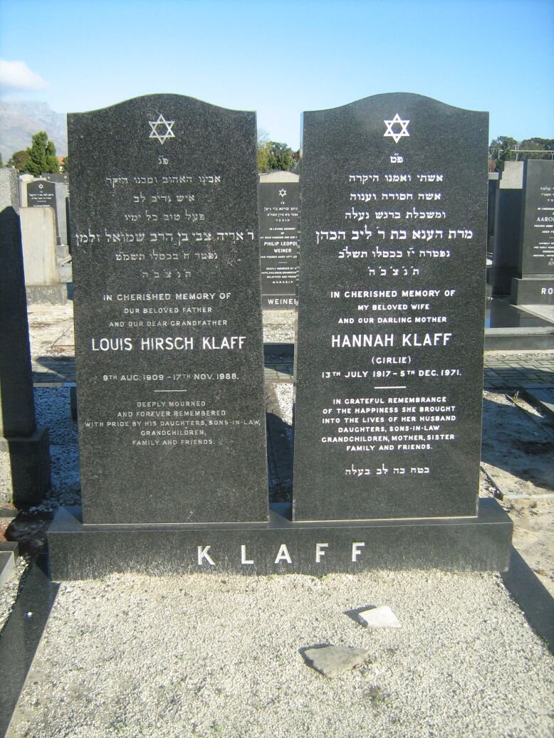 KLAFF Louis Hirsch 1909-1988 &amp; Hannah 1917-1971