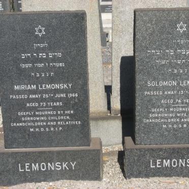 LEMONSKY Solomon -1953 &amp; Miriam -1966