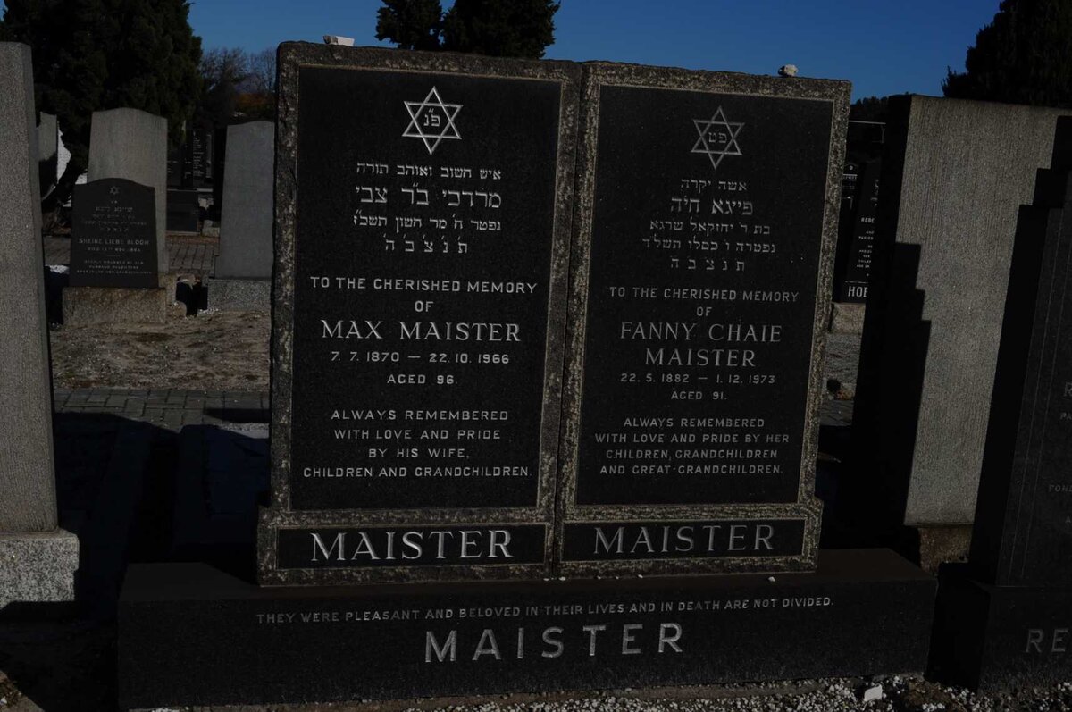 MAISTER Max 1870-1966 &amp; Fanny Chaie 1882-1973