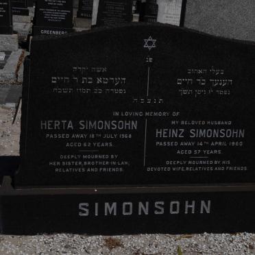 SIMONSOHN Heinz -1960 &amp; Herta -1968