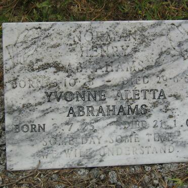 ABRAHAMS Norman Henry 1923-1966 &amp; Yvonne Aletta 1925-2006