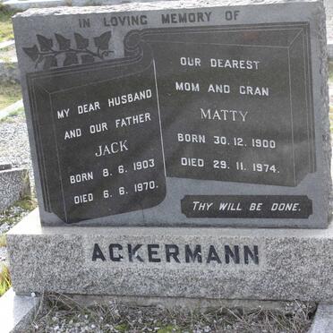 ACKERMANN Jack 1903-1970 &amp; Matty 1900-1974