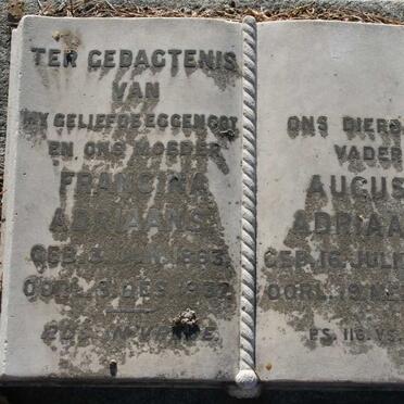 ADRIAANS August 1856-1947 &amp; Francina 1863-1937