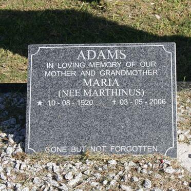 ADAMS Maria nee MARTHINUS 1920-2006