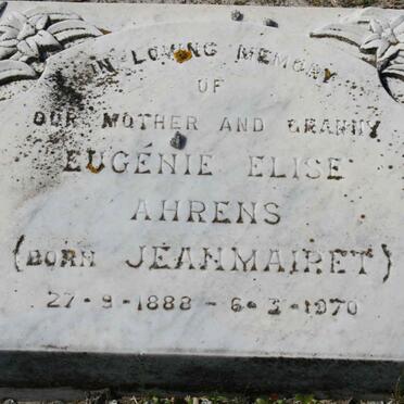 AHRENS Eugénie Elise nee JEANMAIRET 1888-1970
