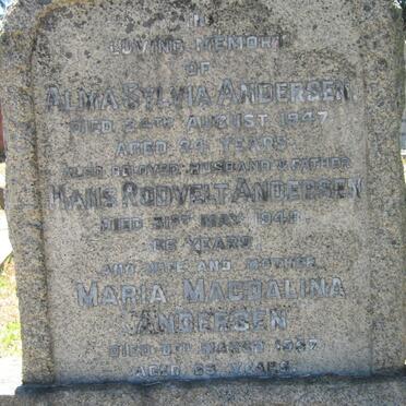 ANDERSEN Hans Rodvelt -1948 &amp; Maria Magdalena -1957 :: ANDERSEN Alma Sylivia -1947
