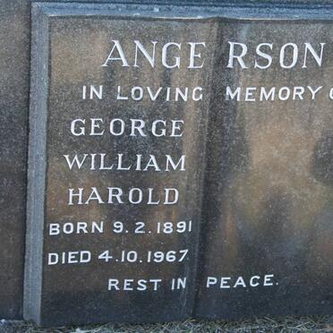 ANGERSON George William Harold 1891-1967