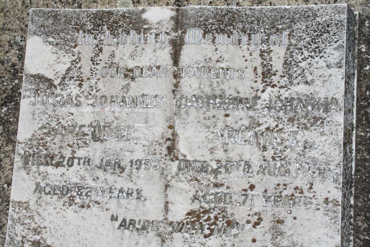 ARENDSE Josias Johannes -1958 &amp; Catherine Johanna -1958