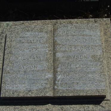 AYSON Napier Willam 1876-1963 &amp; Amelia Florence BAILLIE 1884-1973