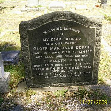 BERGH Oloff Martinus 1897-1958 &amp; Elizabeth 1900-1984 :: CHEETHAM Elizabeth Ruby nee BERGH 1920-1995