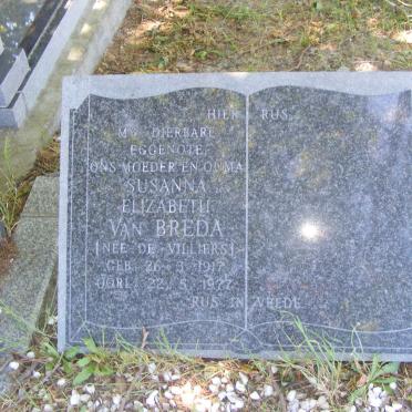 BREDA Susanna Elizabeth, van nee De VILLIERS 1917-1977