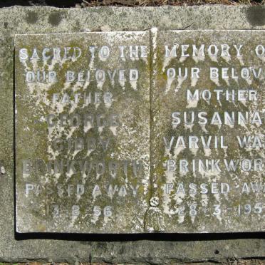BRINKWORTH George Gibby -1956 &amp; Susannah Varvil Waite -1953