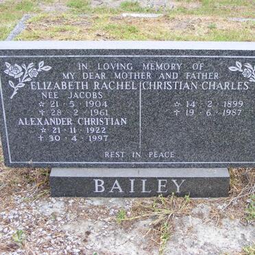 BAILEY Christian Charles 1899-1987 &amp; Elizabeth Rachel JACOBS 1904-1961 :: BAILEY Alexander Christian 1922-1997