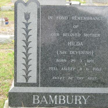 BAMBURY Hilda nee DEVENISH 1891-1963