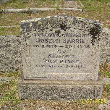 BARRIE Joseph 1874-1948 &amp; Millicent Annie 1884-1970