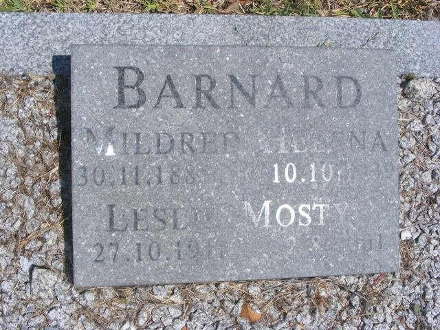 BARNARD Mildred Helena 1886-1939 :: BARNARD Leslie Mostyn 1912-2001