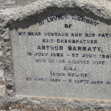 BARRATT Arthur 1885-1954 &amp; Ann SQUIRE 1887-1965