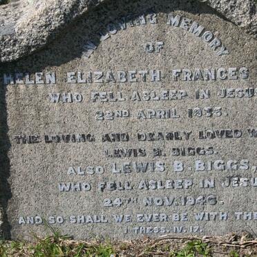 BIGGS Lewis B. -1946 &amp; Helen Elizabeth Frances -1935