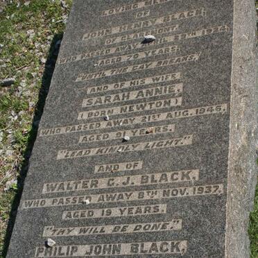 BLACK John Henry -1924 &amp; Sarah Annie NEWTON -1946 :: BLACK Philip John -1948 :: BLACK Walter G.J. -1937