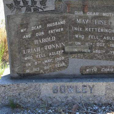 BOWLEY Harold Uriah Tonkin -1968 &amp; May Finette KETTERINGHAM -1983