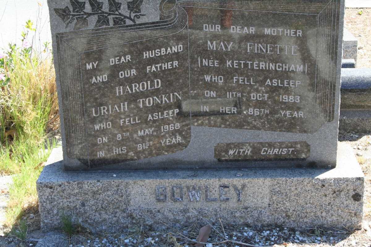 BOWLEY Harold Uriah Tonkin -1968 &amp; May Finette KETTERINGHAM -1983