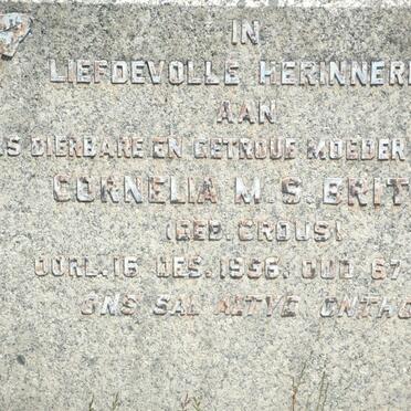 BRITZ Cornelia M.S. nee CROUS - 1956