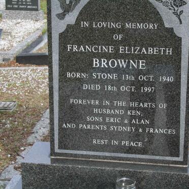 BROWNE Francine Elizabeth nee STONE 1940-1997