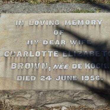 BROWN Charlotte Elizabeth nee DE KOCK -1956