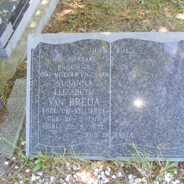BREDA Susanna Elizabeth, van nee De VILLIERS 1917-1977