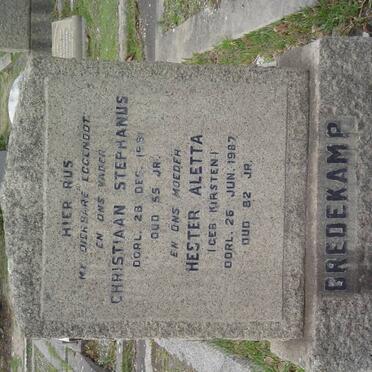 BREDEKAMP Christiaan Stephanus -1951 &amp; Hester Aletta KIRSTEN -1987