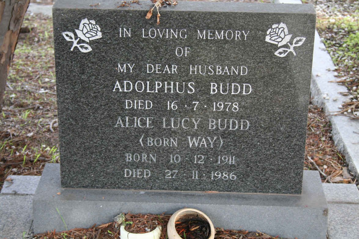 BUDD Adolphus -1978 &amp; Alice Lucy WAY 1911-1986